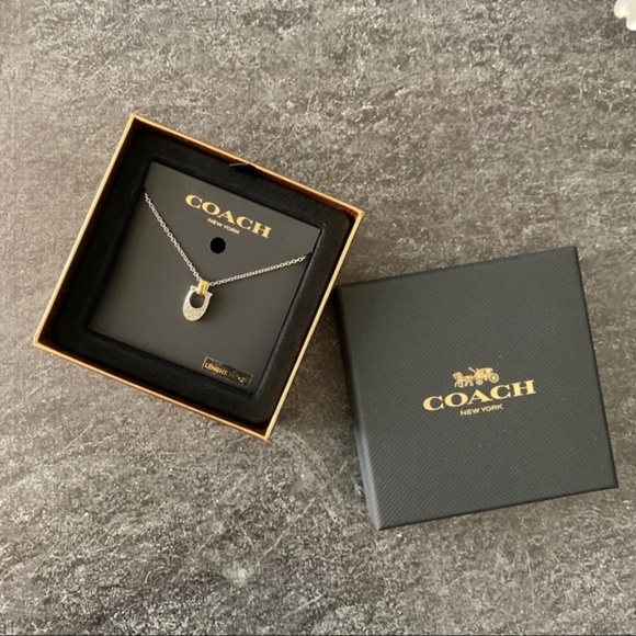 COACH NWT Silver Pave Signature Necklace - Picture 5 of 6